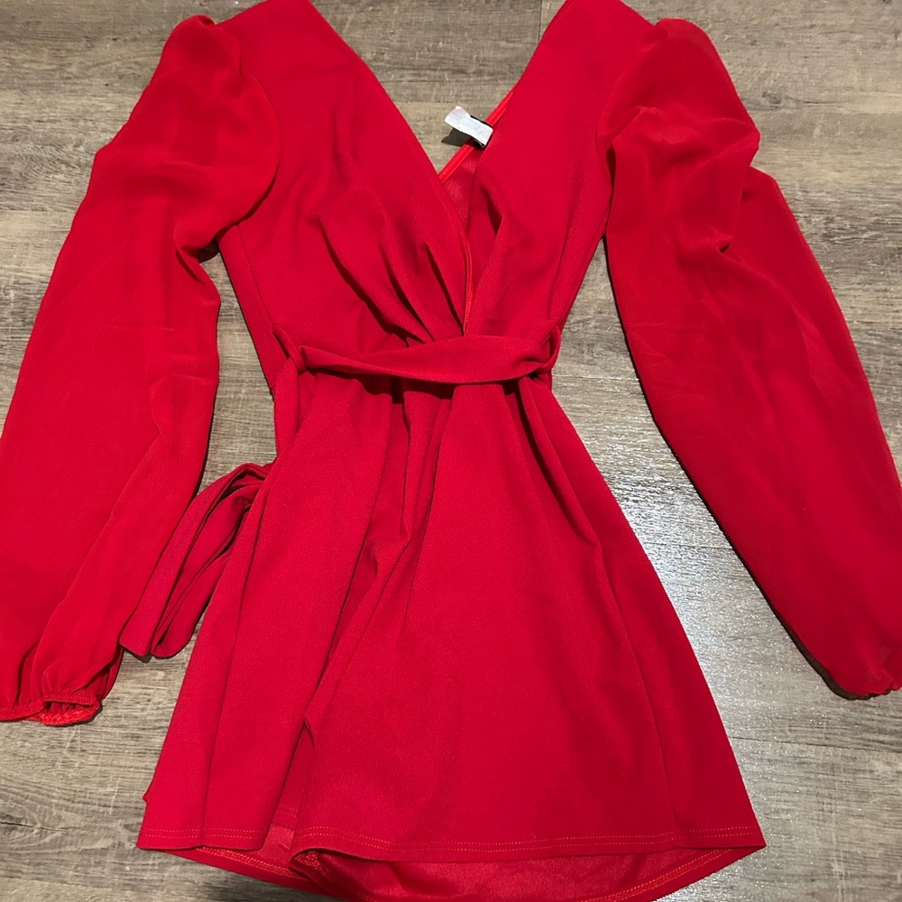 Windsor Bold Red Long Sleeve Romper